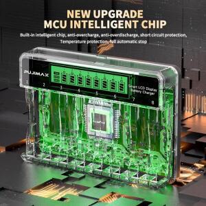 PUJIMAX 1.2V Ni-MH Ni-CD AA AAA 충전식 배터리 충전기 8슬롯 LCD 디스플레이 고속 스마트 배터리 충전기