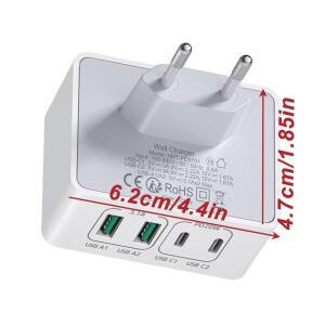USB C 충전기, 40W 4 포트 USBC 플러그 고속 충전기 전화, iPad, Samsung Galaxy용 멀티 AC 듀얼 포트 PD+Q