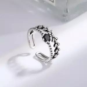 흑요석 레이어드 투라인 잎 반지 커플 예쁜 가족 학생 jyL3+6XiA