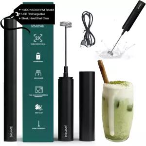 ENSANTE 초고속 전기 우유 거품기 13 000RPM 침지 블렌더 충전식 단백질 파우더 콜드 폼 케이스 포함