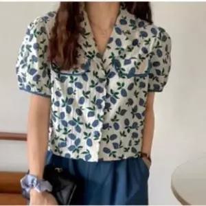 여성 반팔 꽃무늬 블라우스 바지 투피스 세트 여름 휴양지룩 휴가룩