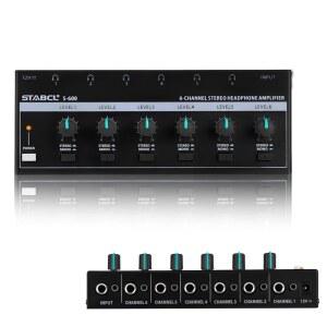 [미국배송] 헤드폰 앰프 6 채널 3.5MM & 6.35MM 입출력 스테레오 앰프 메탈 포터블 스튜디오 스플리터 모노 및 스테레오가 포함된 믹서 녹음 스튜디오용