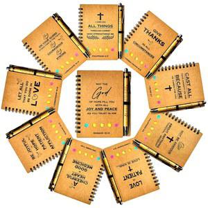 10세트 크리스천 노트 대량 기도 일지 영감을 주는 기프트 성경 여성 남성 교회 회원 스터디 그룹 및 가족을 위한 구절 펜 포함