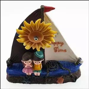 [골드스마일]케릭터 무빙 오르골 요트 위의 소년소녀 우드오르골 수동오르골