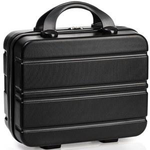 아크시오 미니 하드쉘 화장품 여행용 케이스, 탄력 밴드 손잡이가 있는 12인치 소형 휴대용 메이크업 기차 여행, 캠핑, 블랙용 방수 ABS 여행 가방 세면도구 상자