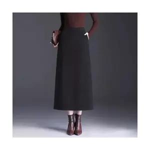 여성 트렌디 아이템 스커트 정장 모직 허리 밴딩 롱 랩 프로 오피스룩 겨울 슬림핏 일자 HT4