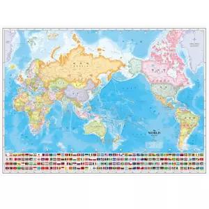 107x77cm - 코팅 전세계 포스터 여행 세계지도 월드맵 전도 국기 어린이