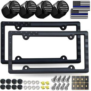 블랙 아메리칸 깃발 번호판 프레임 애국적인 재향 나사 커버 마운트 플라스틱 태그 SUV용 액세서리 트럭 군인용 성조기 자동차 홀더