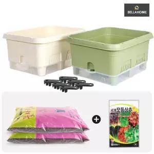 [벨라홈] 자동 급수식 텃밭 화분+배양토+상추씨(CN8333)