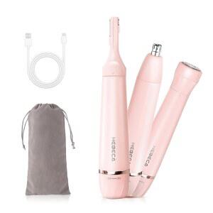 여성용 헤베카 코털 트리머, 3in1 전기 눈썹 트리머 방수 페이셜 제모 면도기 코 귀용 충전식 헤어 피치 퍼즈 립 턱 FT3001 핑크(핑크)