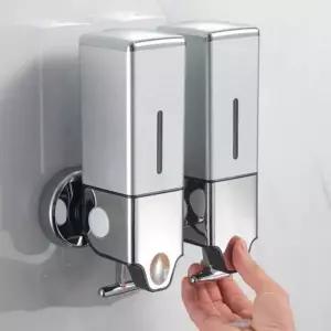 디스펜서 샴푸통 2구 벽걸이 욕실 핸드워시 실버