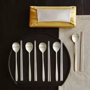 놋담 [투톤보자기 궁중 선물포장방짜유기 유기수저 5인