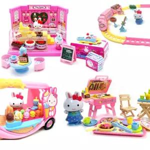 핑크래빗 카페테리아 이층집 동물병원 캠핑놀이 레일기차놀이