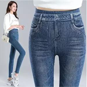 페이크 데님 스판 워싱 레깅스 하이웨이스트 바지 (HSJ-WE2FCE8