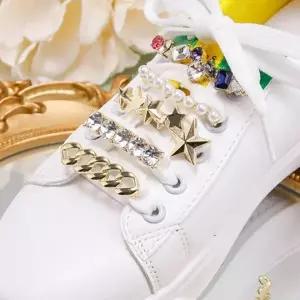 [RIZPICK]큐빅 장식 운동화끈 코사지 클립 보석 신발끈 고무 슈레이스 묶기