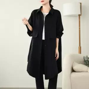 3컬러 큰사이즈 봄 가을 간절기 바람막이 롱 셔츠 아우터 남방 F982931여성점퍼 가벼운 여자아 여성복 외투