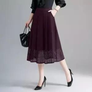 M2 치마 롱 망사 A라인 밴딩 쉬폰치마 레이스 하이웨스트 이성 JEN1