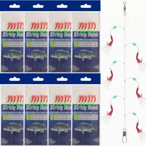 낚시 장비 미끼 유인하는 장비-8팩 야광 구슬 도구 갈고리 회전이 있는 민물 소금물 어둠 속에서도 빛나는