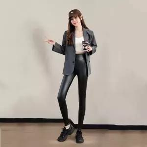 PU 기모 레깅스 여성 슬림 하이웨스트 팬츠 벨벳 바지 (HSJ-WD51681