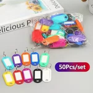 다채로운 플라스틱 태그 호텔 번호 분류 카드 키 라벨 이름 수하물 ID 분할 링 포함 50 개