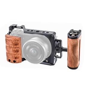 소니 호환 ZV-E10 카메라용 호환 나무 손잡이와 내장 나사형 구멍 콜드슈 퀵 릴리즈 플레이트가  케이지