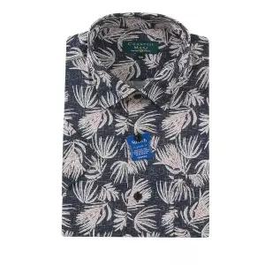 카운테스마라 일반핏반소매신축성 좋은 면스판 스냅카라 밑단일자 프린트 남방 CDC2C13009N02357188