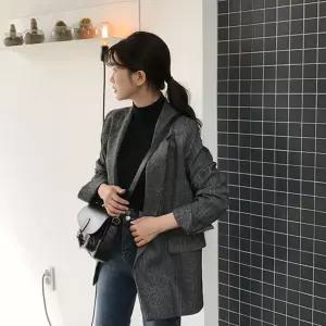 가을 소매 롤업 체크 자켓 여성의류 캐주얼정장 기본템 아우터 간절기 면접룩