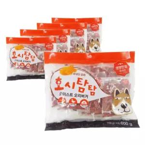 5개 묶음할인 호시탐탐 모이스트 오리버거 600g애완동물용간식 반려 반려견 낱개포장 강아지