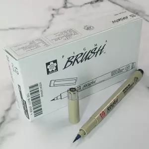 사쿠라 피그마 MICRION 브러쉬 Black 1다스(12자루)펜 가는 일제 필기용 학생 사인 싸인 수성