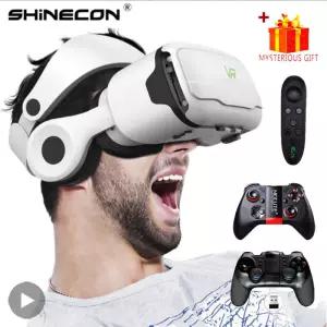 Shinecon 가상 현실 VR 안경 3D 헤드셋 바이어 장치 스마트 헬멧 렌즈 고글 휴대폰 스마트폰 헤드폰용