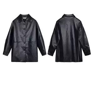 부드러운 레더 재킷 카라넥 오버핏 바이크 아우터 (HSJ-WFK5LXX)