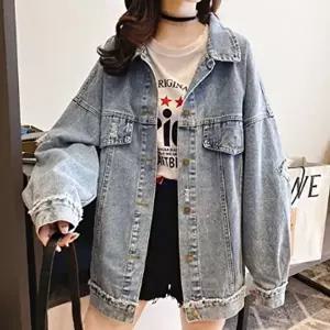 여자 청자켓 오버핏 데님 아우터 잠바 트러커 외투 (HSJ-W78B3D4)