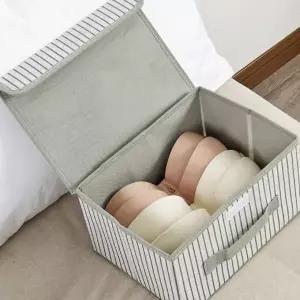 접이식 줄무늬 수납함 38x24cm 옷 장난감 정리 바구니 옷장정리