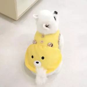 귀여운 강아지 곰돌이 티셔츠 (옐로우) 여름 쿨 나시크롭 귀여운옷 민소매 반려견 애견 특이한 쿨티 웰시코