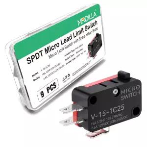 9PCS SPDT 마이크로 리미트 스위치 15A 125/250VAC 3핀 푸시 버튼 1NO 1NC V-15-1C25 전자레인지 도어