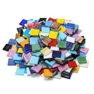 라냐니 3/4인치 메탈릭 유리 모자이크 타일 다양한 믹스 컬러 사각 조각 - 2파운드 벌크