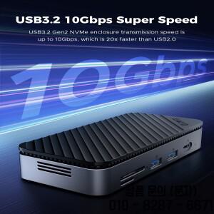 ORICO USB C 디스플레이 허브 10Gbps(냉각 팬 포함) M.2 NVMe SATA SSD 인클로저 게이머용 HDMI RJ45 도킹