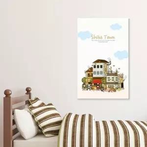 아이방 캔버스액자 즐거운 시바타운카페 북유럽 인테리어소품 포스터 벽걸이 그림 거실