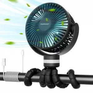 맘코지 휴대용 유모차 팬 8000mAh 27시간 초장기 배터리 수명 탈착식 4단 360 회전 LED 야간 조명 2가지