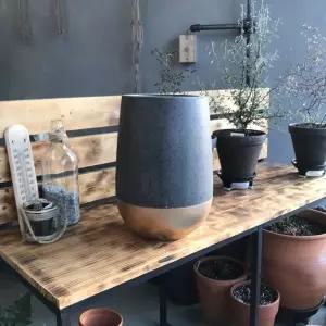 모던 테라스톤 화분 타원형 20x34cm 골드-투톤디자인 인테리어 심플 꽃화분 화초 분갈이 예쁜 감성 수공