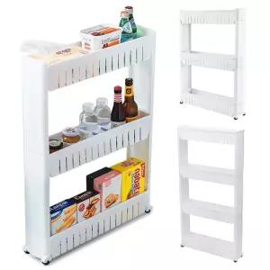 이동식 틈새 수납장 3단 4단 냉장고 주방 세탁실 선반
