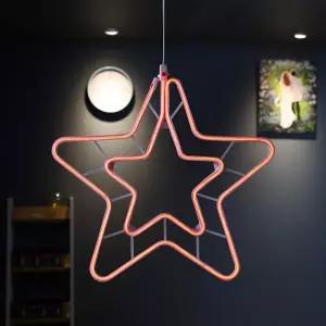 비츠온 LED 이중별 네온플렉스(DC24V) 55CM 무점멸 레드 in-284809장식전구 크리스마스품 벽장식 데코 트리