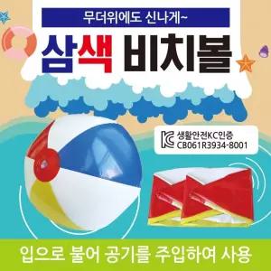무지 칼라 비치볼 물놀이용품 KC안전인증 삼색 물놀이공 탱탱공 둘레80cm 개별opp포장
