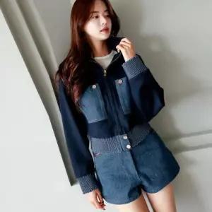 데님 니트 빈티지 여자야구점퍼 야상 반코트 야구점퍼 ible1