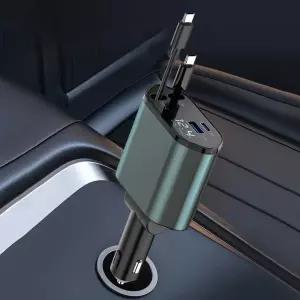 퀵포스 4in1 릴타입 고속충전 시거잭 PD 차량용기충전기 기잭 시거 용기 용USB기 자동차기