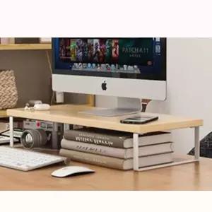 모니터 받침대 선반 화이트프레임+우드정리 책상 키보드수납 높이 다이 살림살림