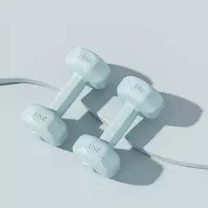 육각 덤벨 소형 아령 2kg 2개 블루 국산 홈트 레이닝 집에서운동하기 근력 헬스장 기구 고무