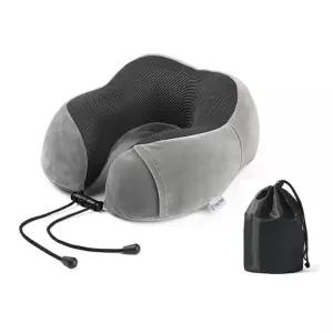 여행 외출 출장 비행기 내용 메모리폼 파우치 포함 쿠션 목베개받침 차량용 차량개 휴대용 의자 마사지 시