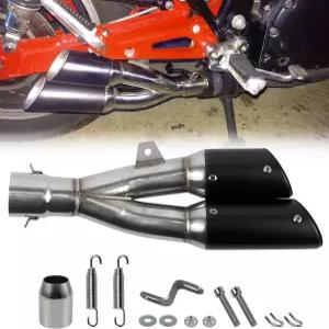 스포레이싱츠 유니버설 모터사이클 듀얼 아웃렛 머플러 배플 - 1.5-2인치 인렛 탈착식 DB 킬러 먼지 피트