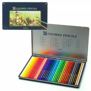 문화 고급36색 연필세트(틴케이스)1개컬러링북색연필 연필 미술도구 링연필 수채연필 화연필 학습용연필 전